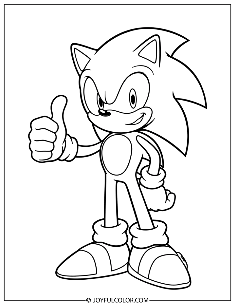 Sonic Thumbs Up Coloring Page