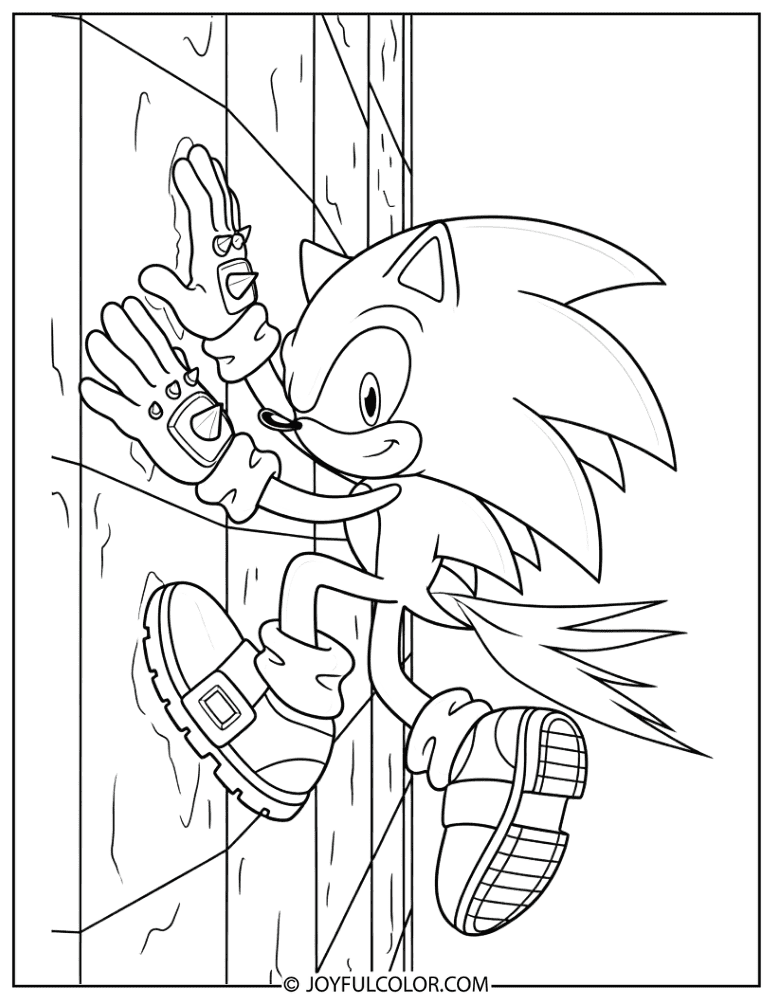 Sonic Wall Climb Shoes Coloring Page