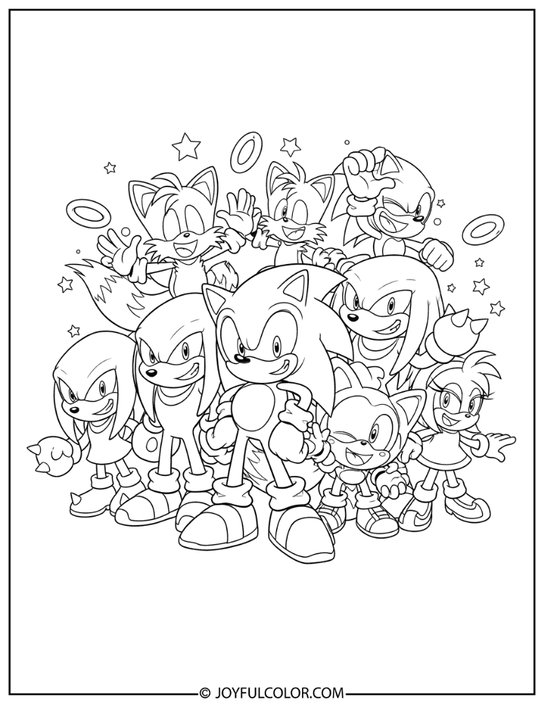 Sonic and Friends Coloring Page