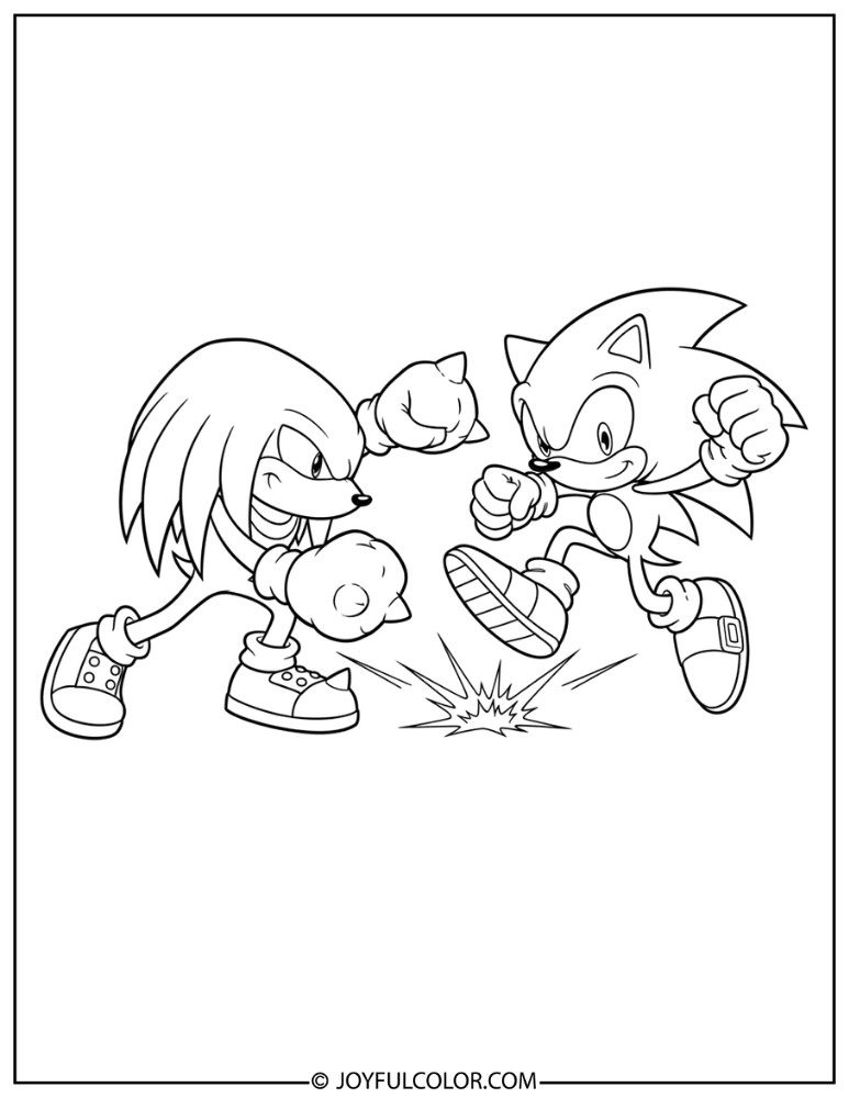 Sonic and Knuckles Coloring Page 1