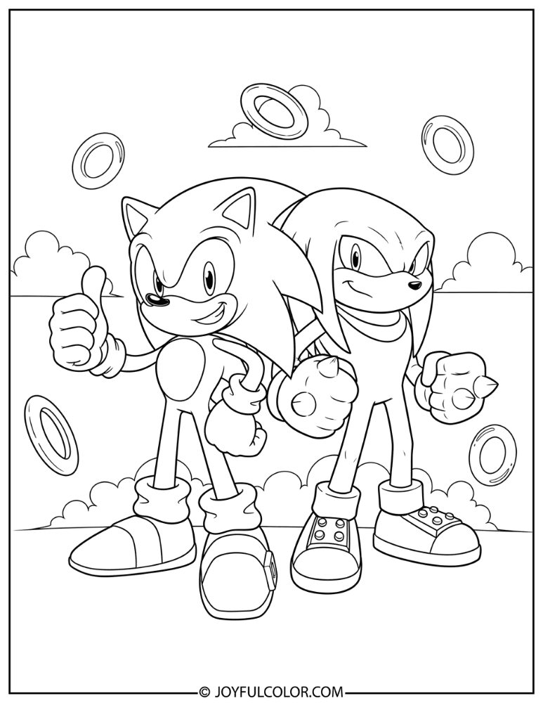 Sonic and Knuckles Coloring Page