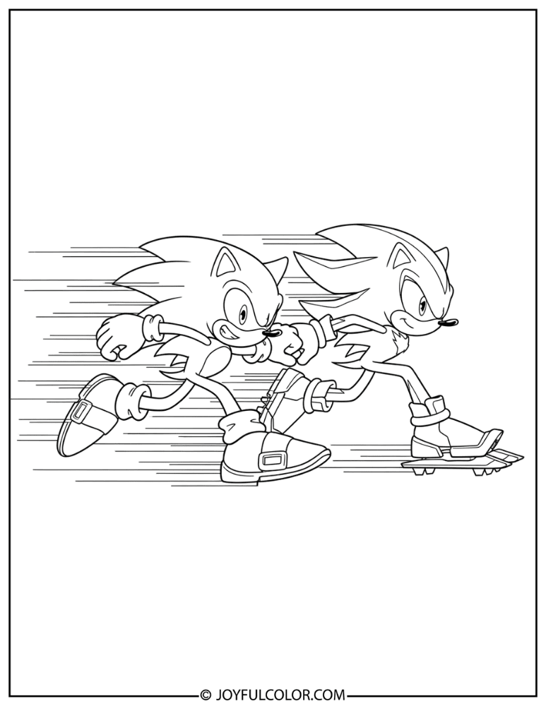 Sonic and Shadow Coloring Page 1