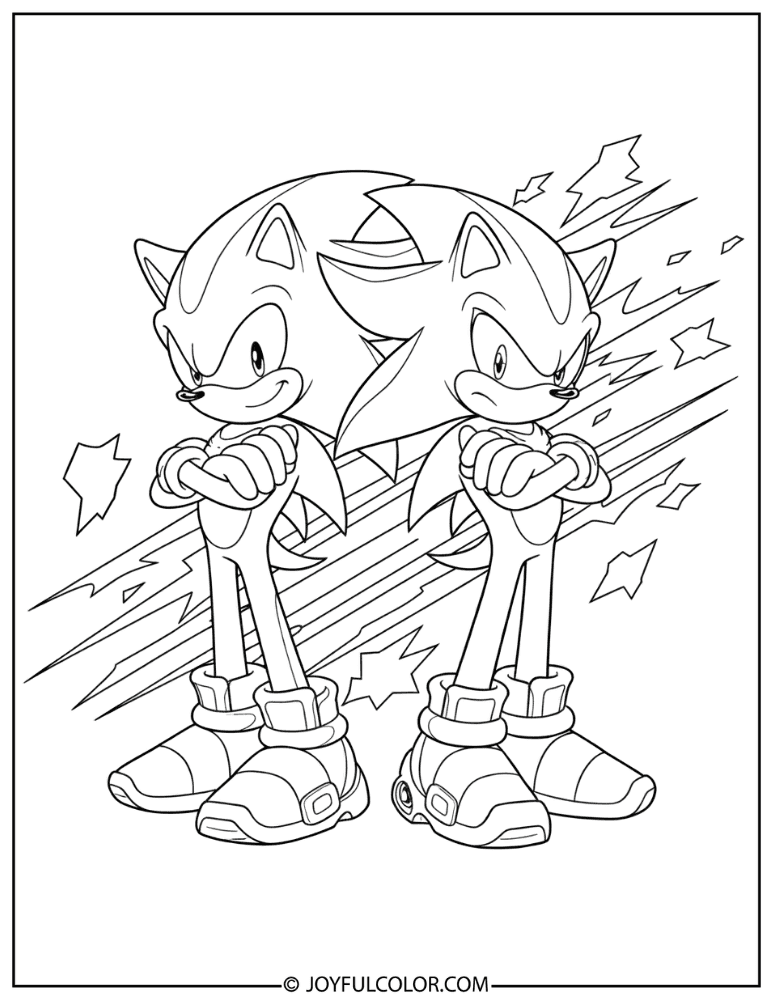 Sonic and Shadow Coloring Page