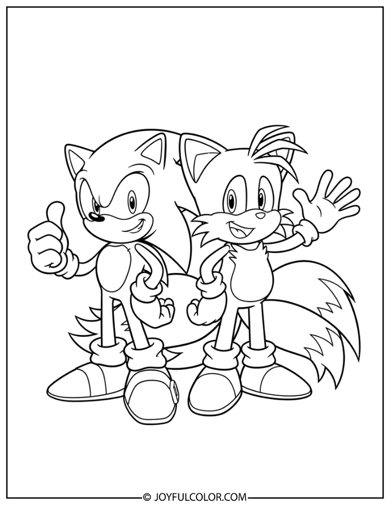 Sonic and Tails Coloring Page