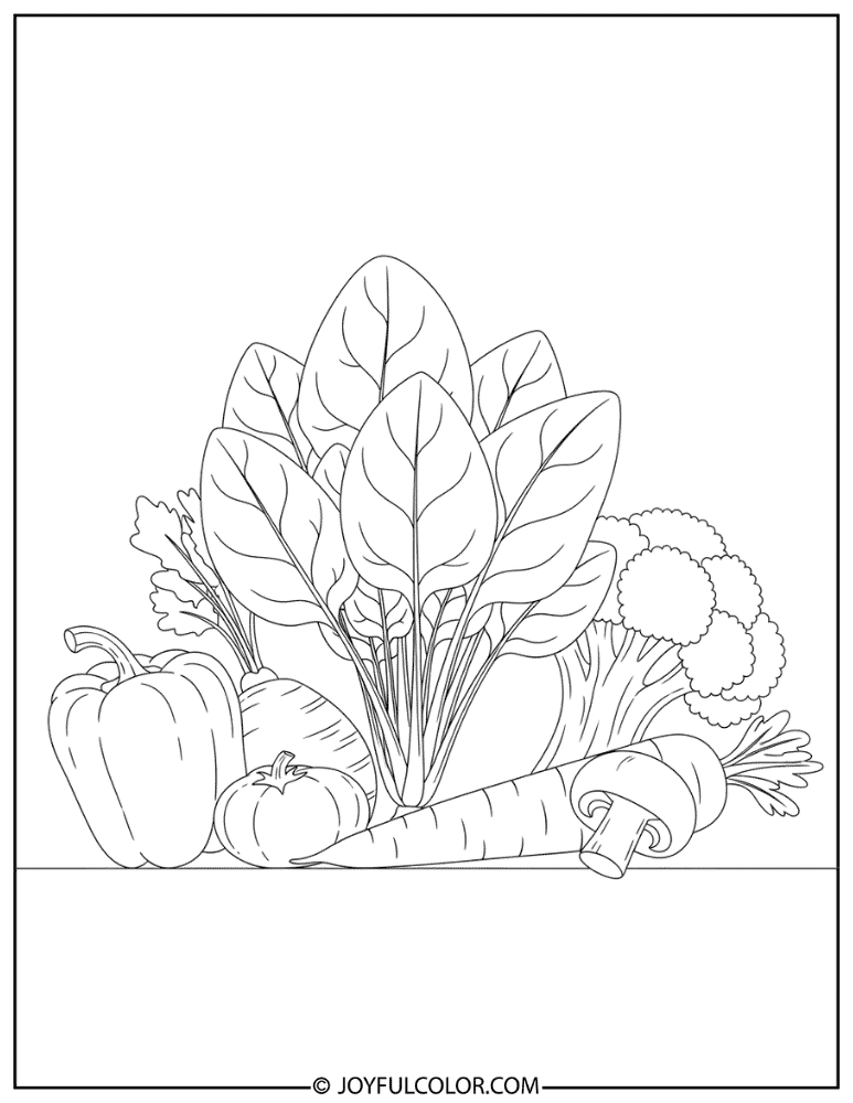 Spinach Leaves Coloring Page