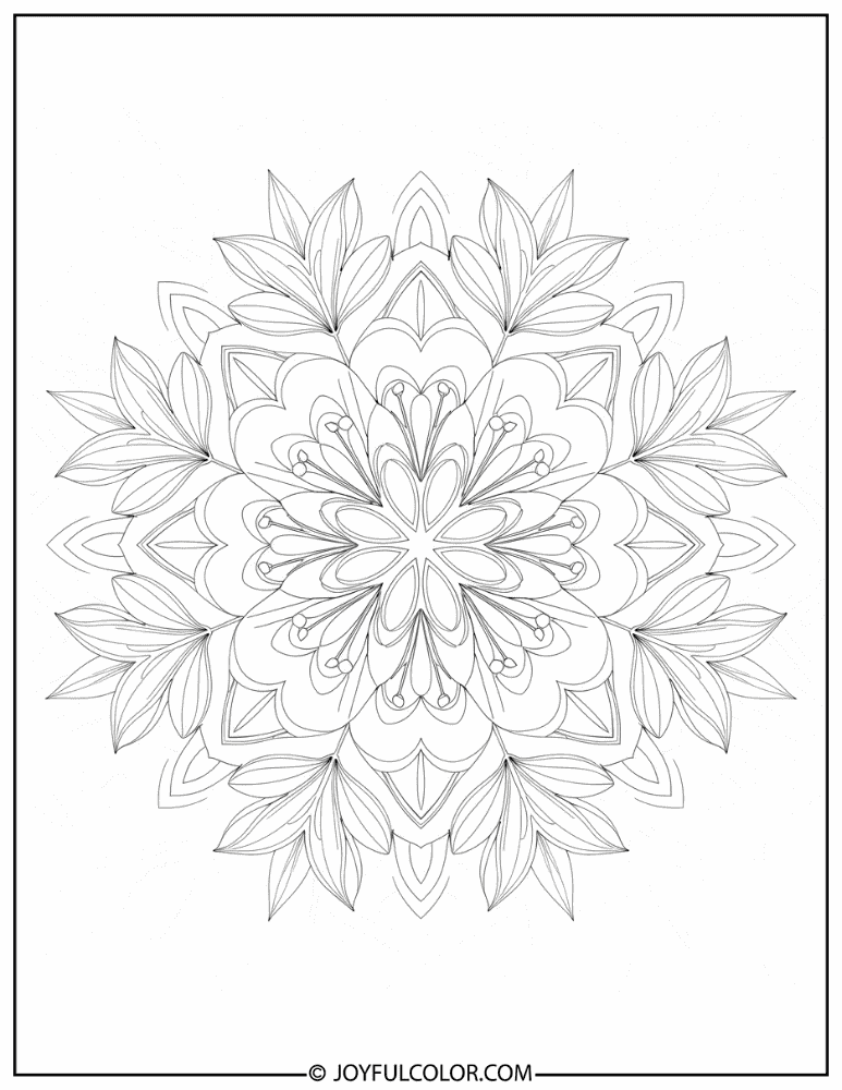 Spring Bloom Mandala Coloring Page