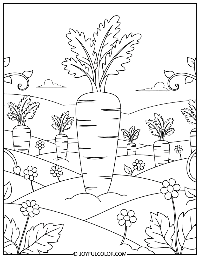Spring Carrot Patch Coloring Page