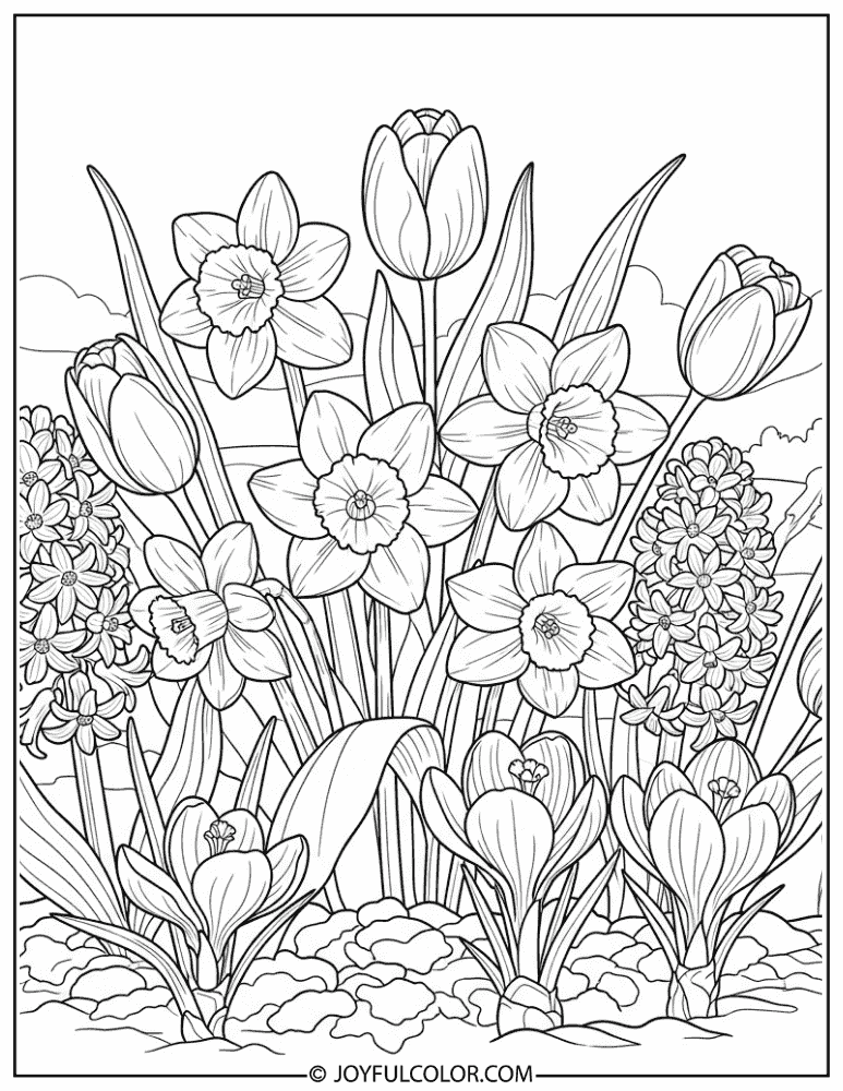 Spring Floral Arrangement Coloring Page