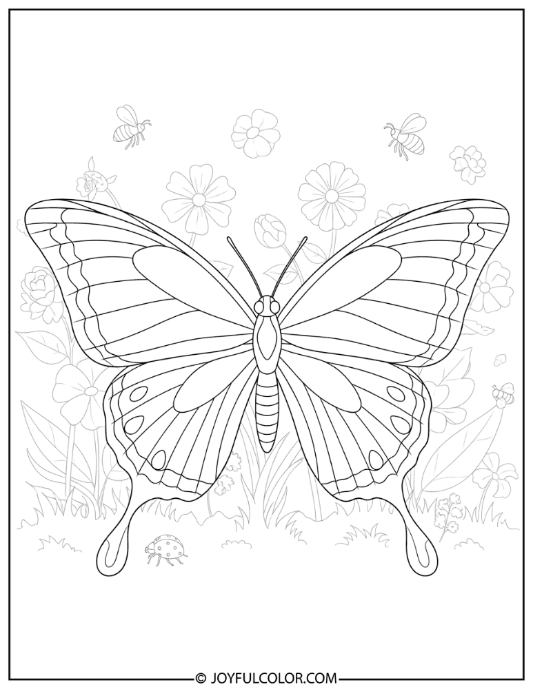 Spring Insect Garden Coloring Page