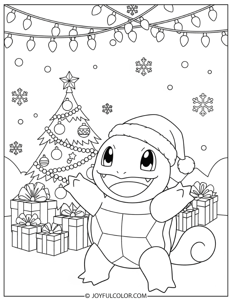 Squirtle Christmas Coloring Page