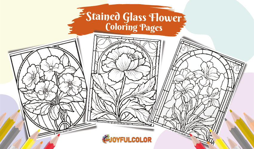 Stained Glass Flower Coloring Pages