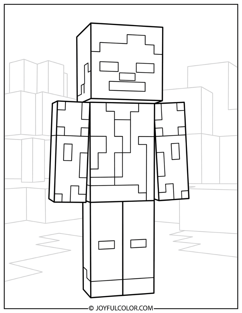 Standing Minecraft Zombie Front View