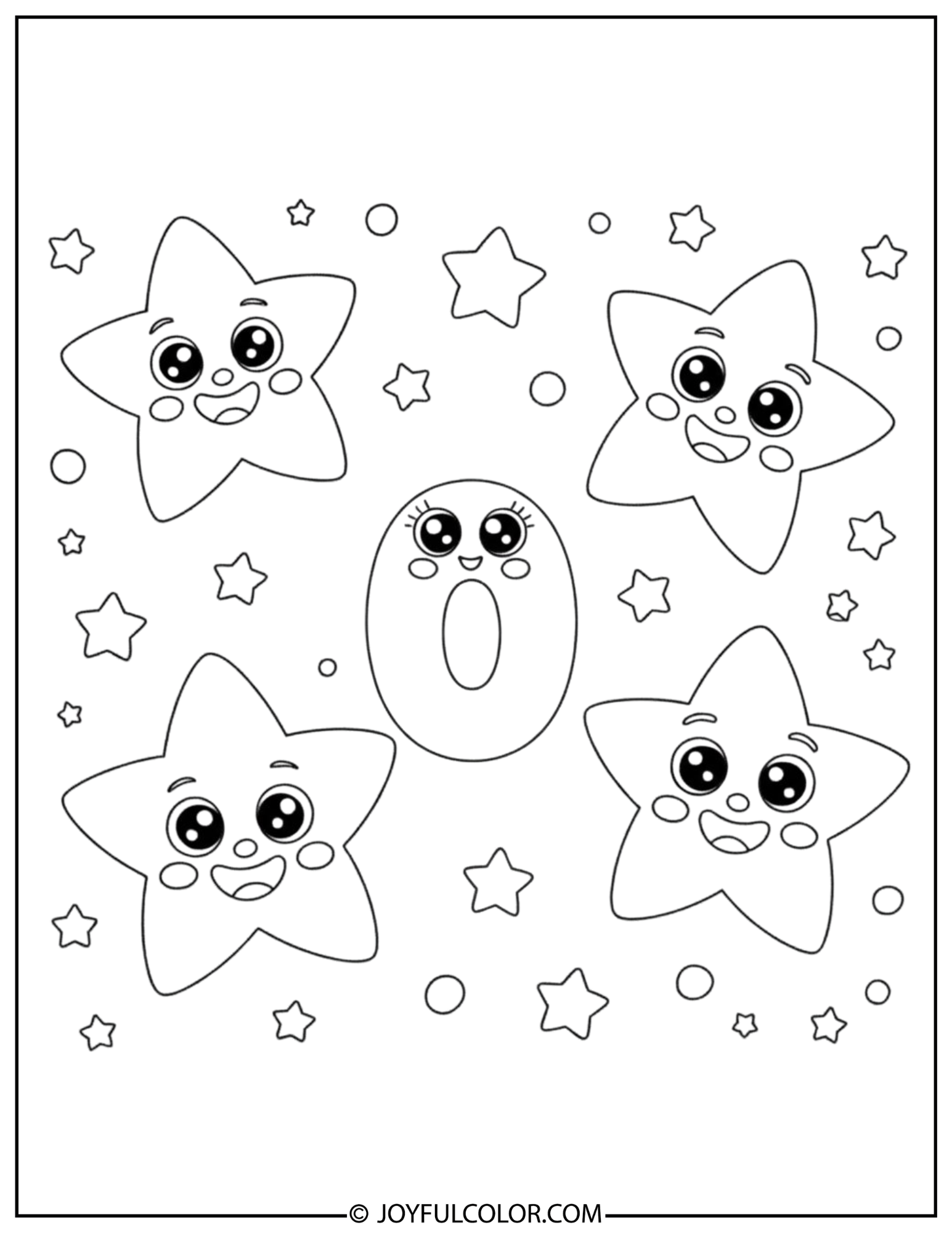Star Number Zero Coloring Page