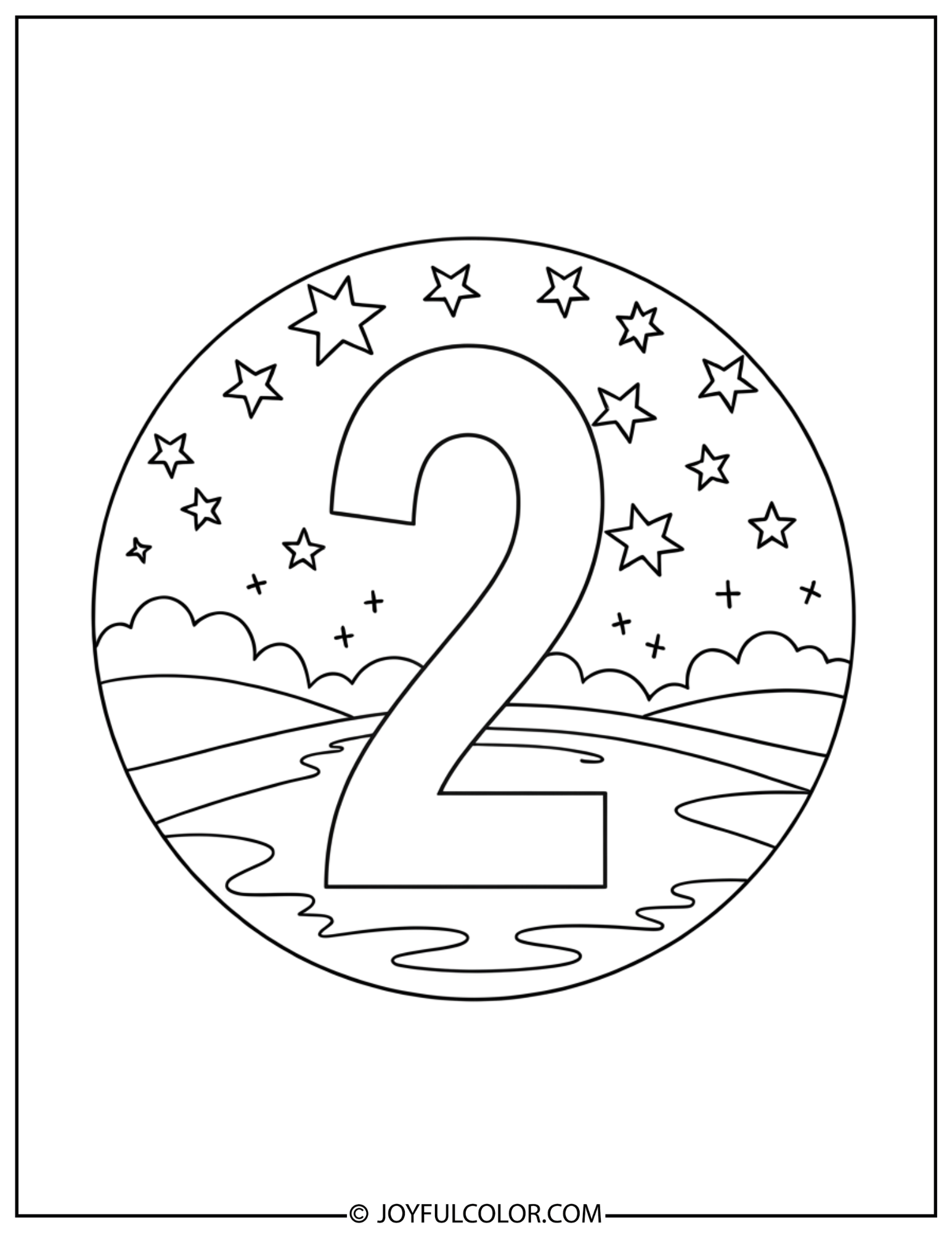 Star Number 2 Coloring Page