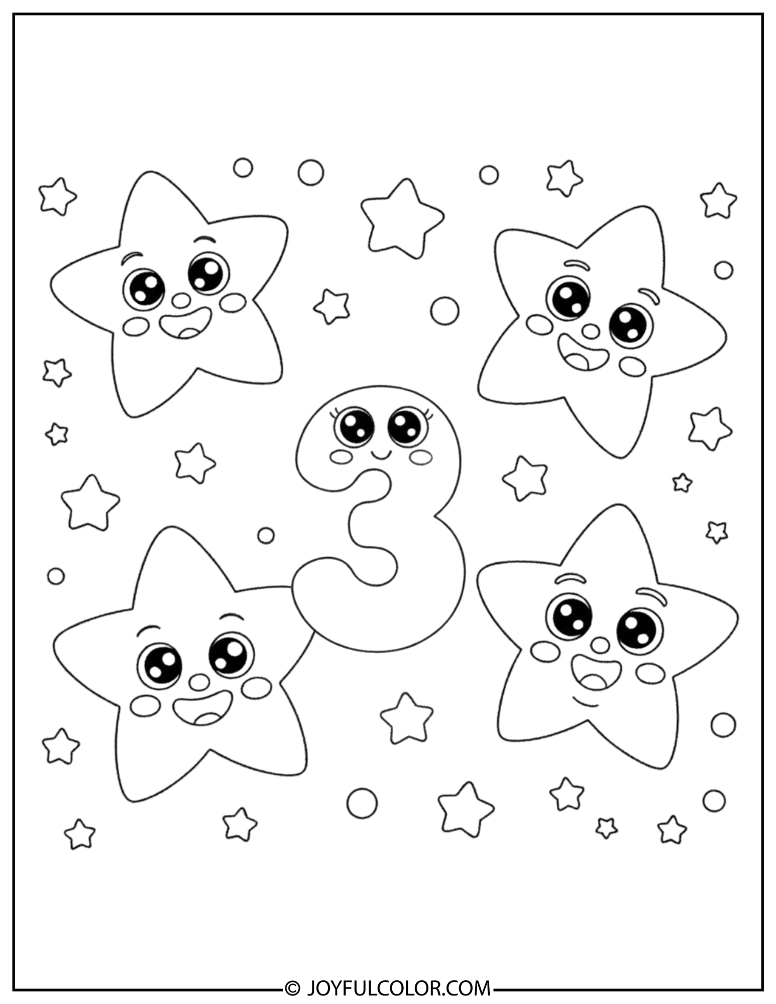 Star Number 3 Coloring Page