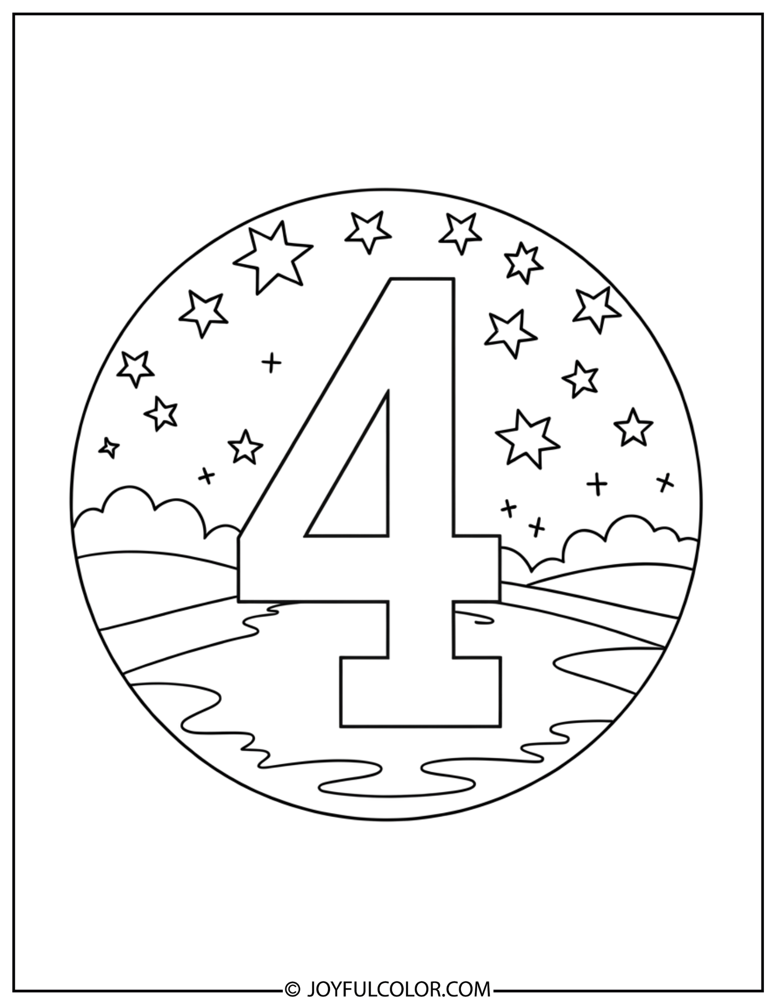 Star Number 4 Coloring Page