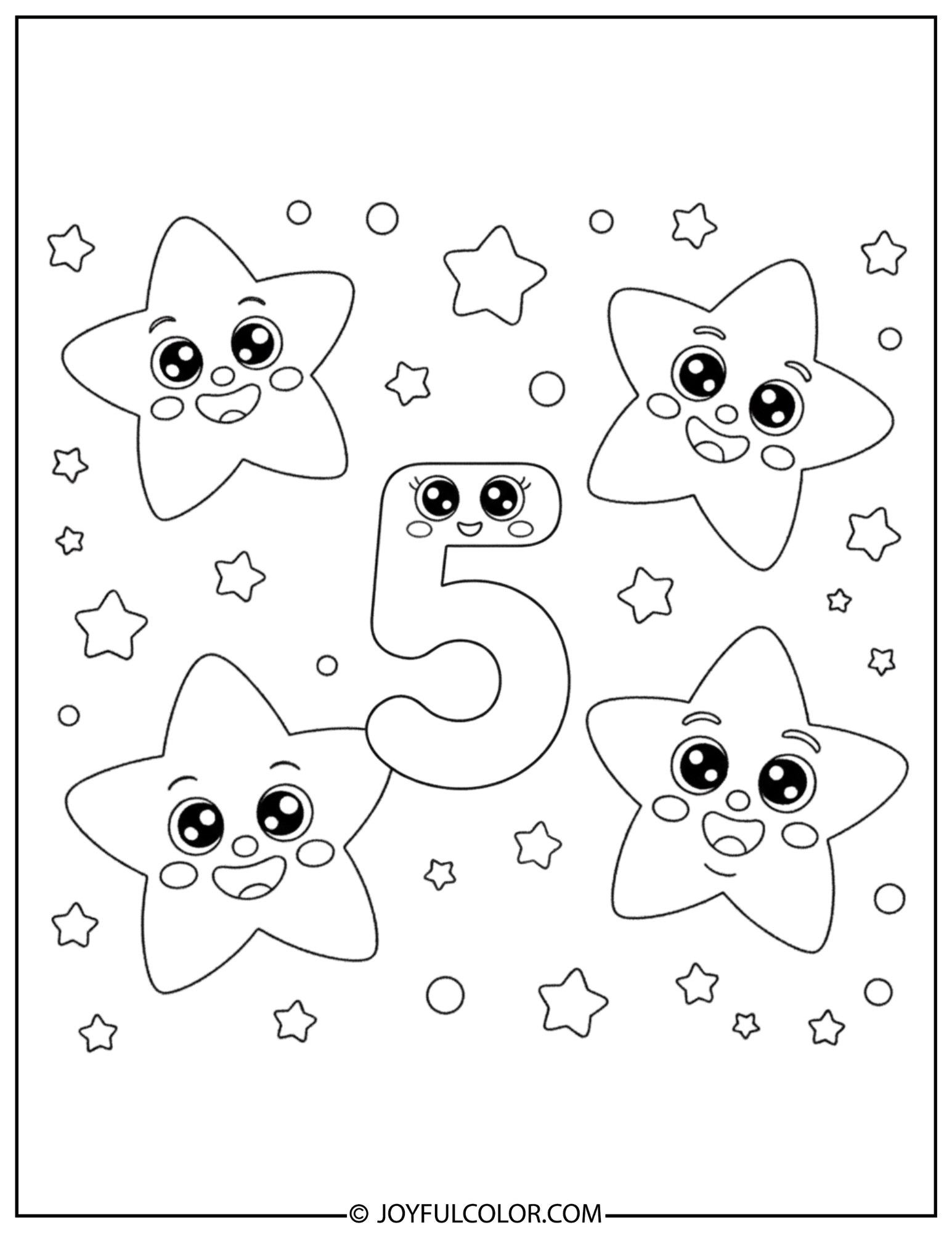 Star Number 5 Coloring Page 2
