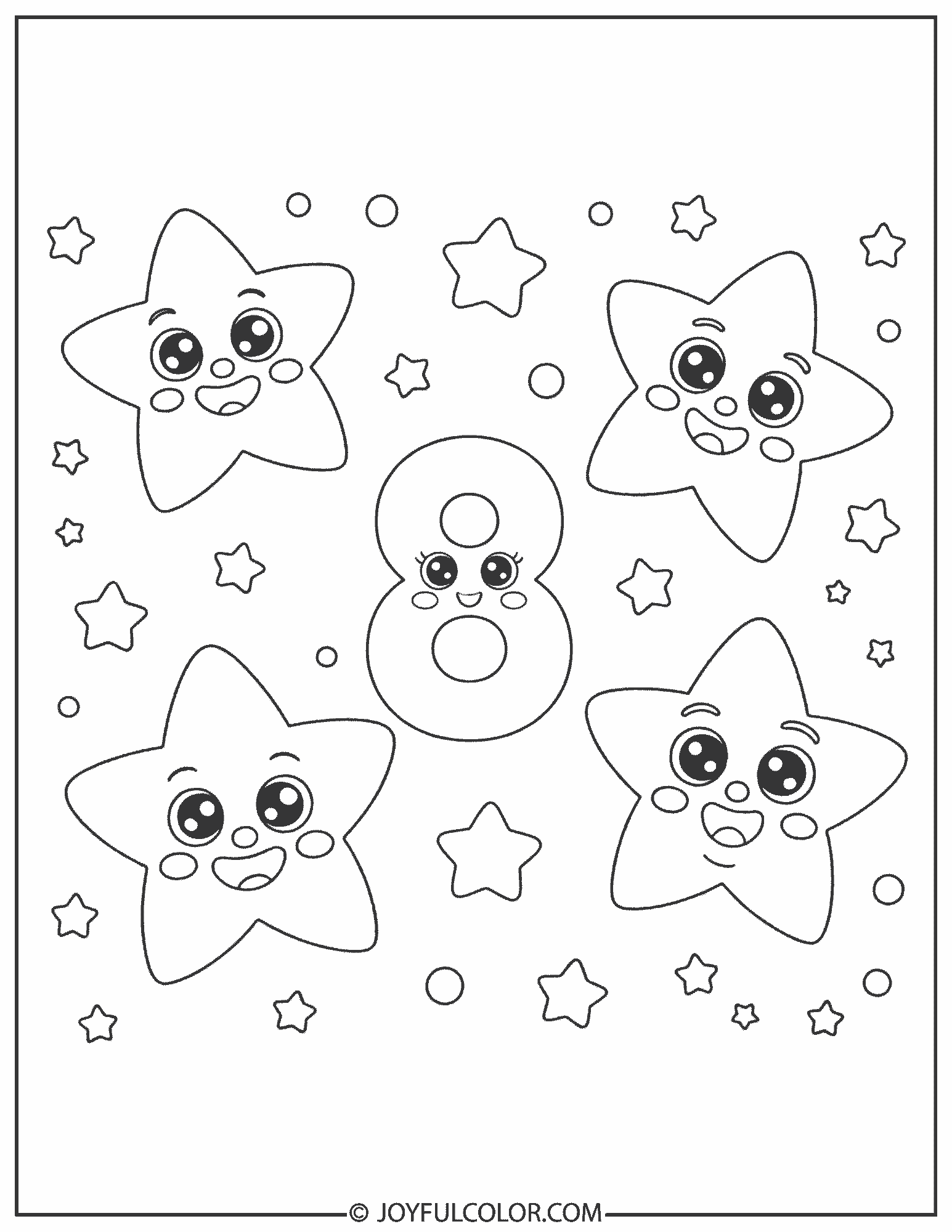Star Number 8 Coloring Page