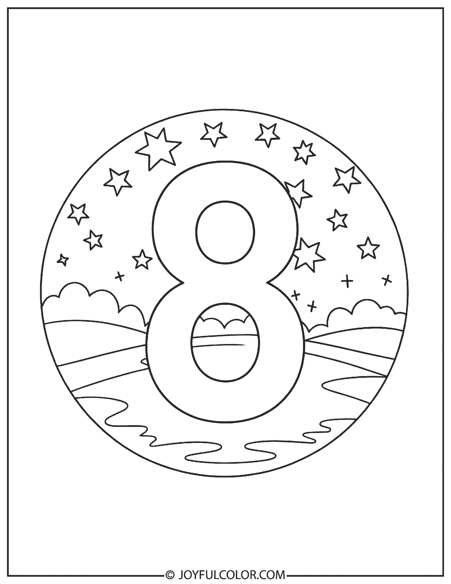 Star Number 8 Coloring Page