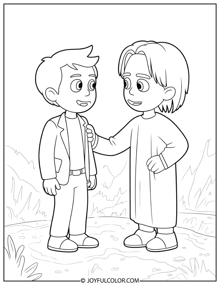 Steve and Creeper Face to Face Coloring Page