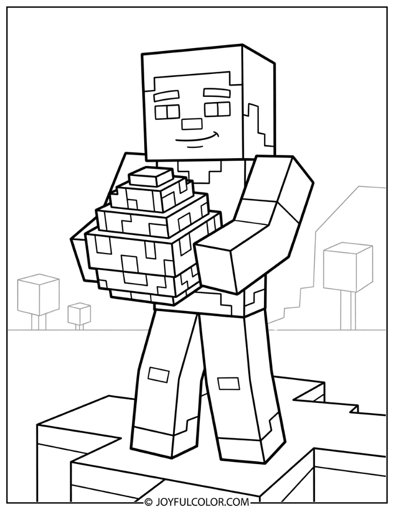 Steve with Dragon Egg Coloring Page