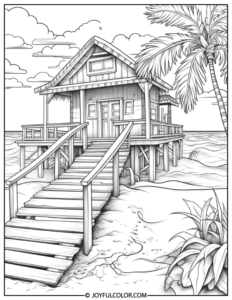 20 FREE Printable Beach Homes Coloring - Stilted Beach House Coloring Page 232x300 
