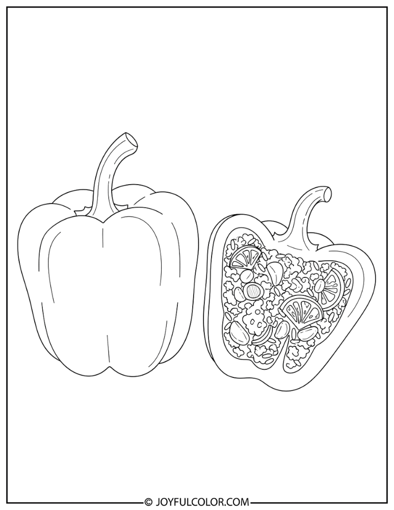 Stuffed Bell Pepper Coloring Page