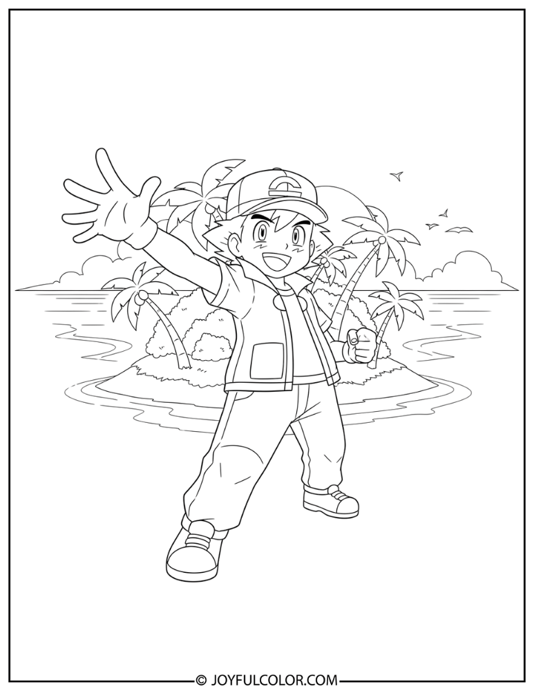 Sun Moon Ash Coloring Page