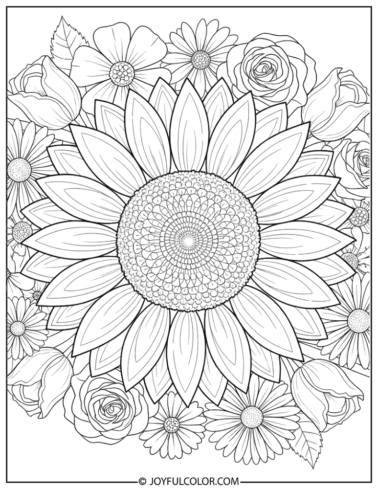 Sunflower Mandala Coloring Page