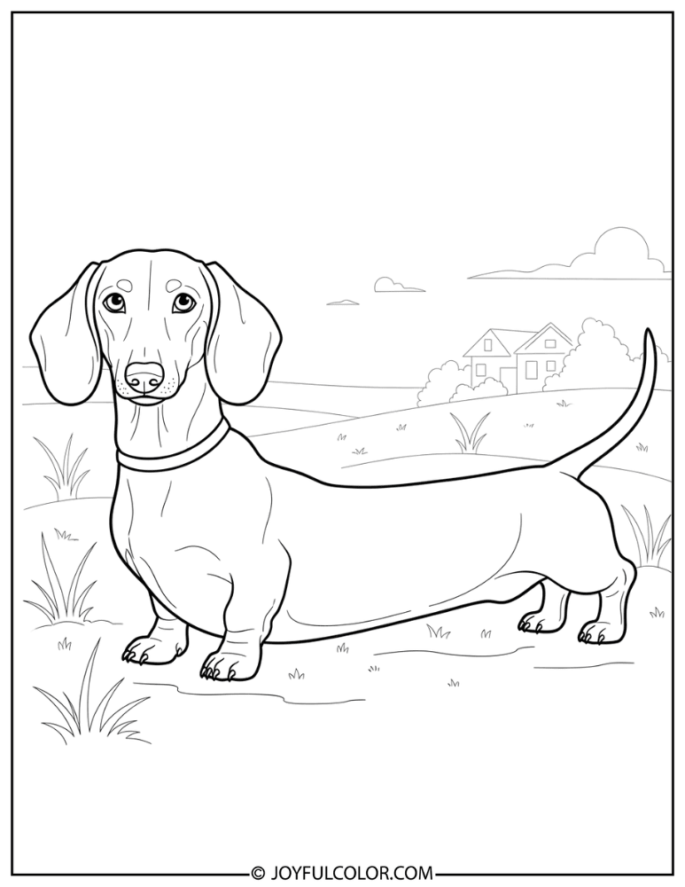 Super Long Dachshund Stretch Coloring Page