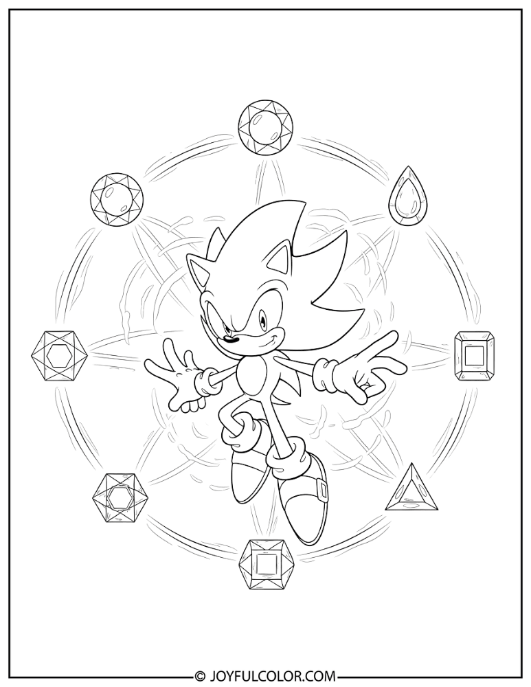 Super Sonic Chaos Emeralds Coloring Page
