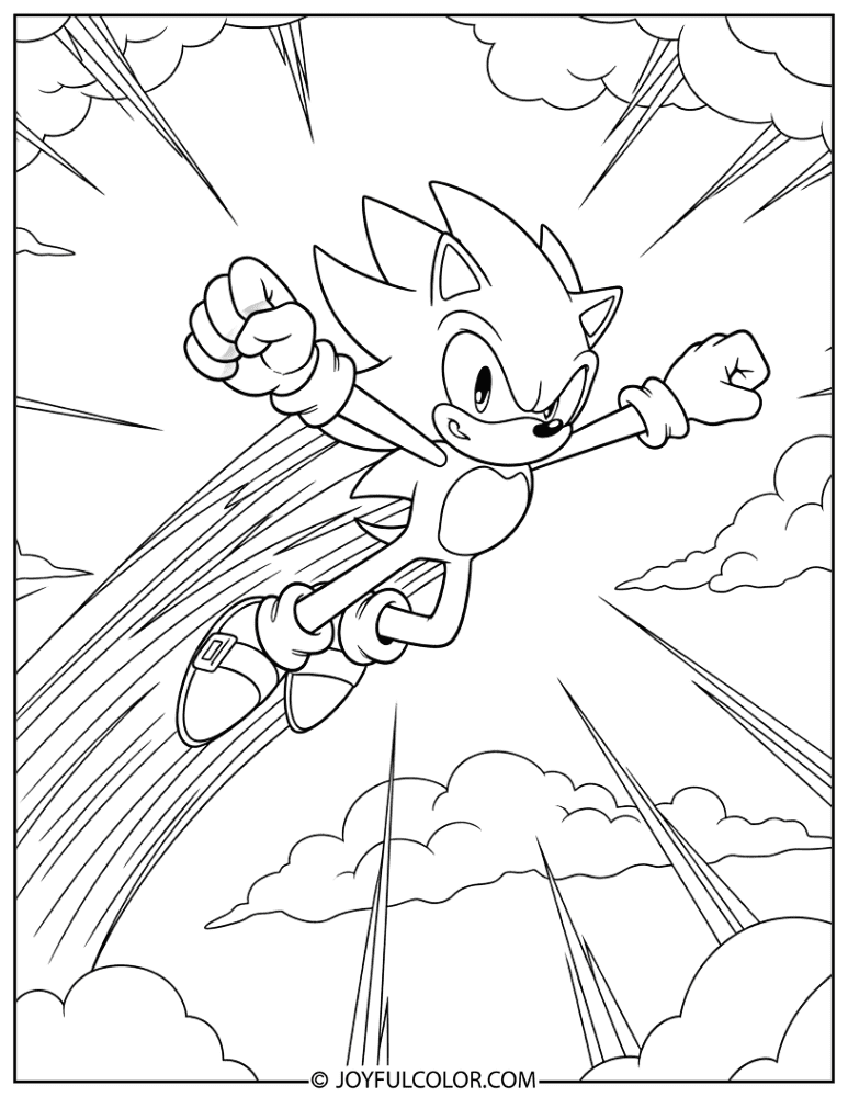 Super Sonic Flying Coloring Page