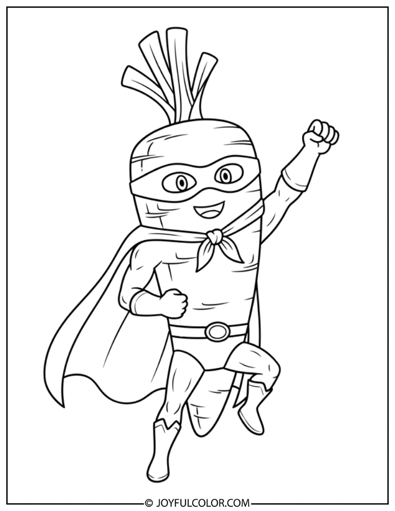 Superhero Carrot Coloring Page