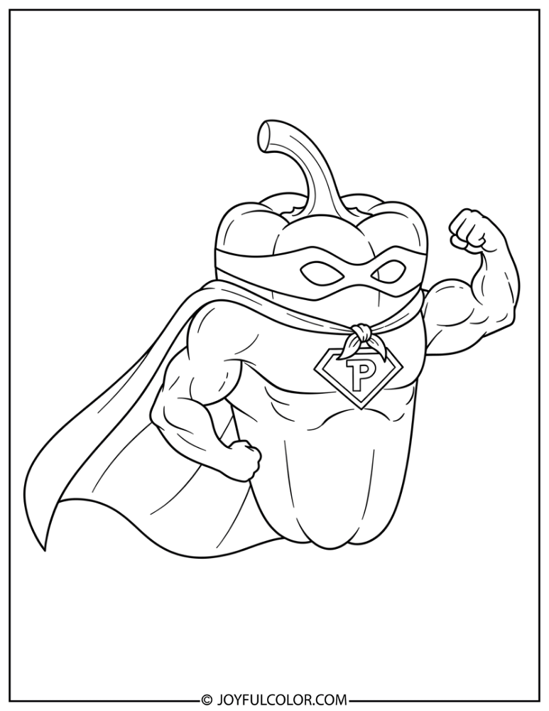 Superhero Pepper Coloring Page
