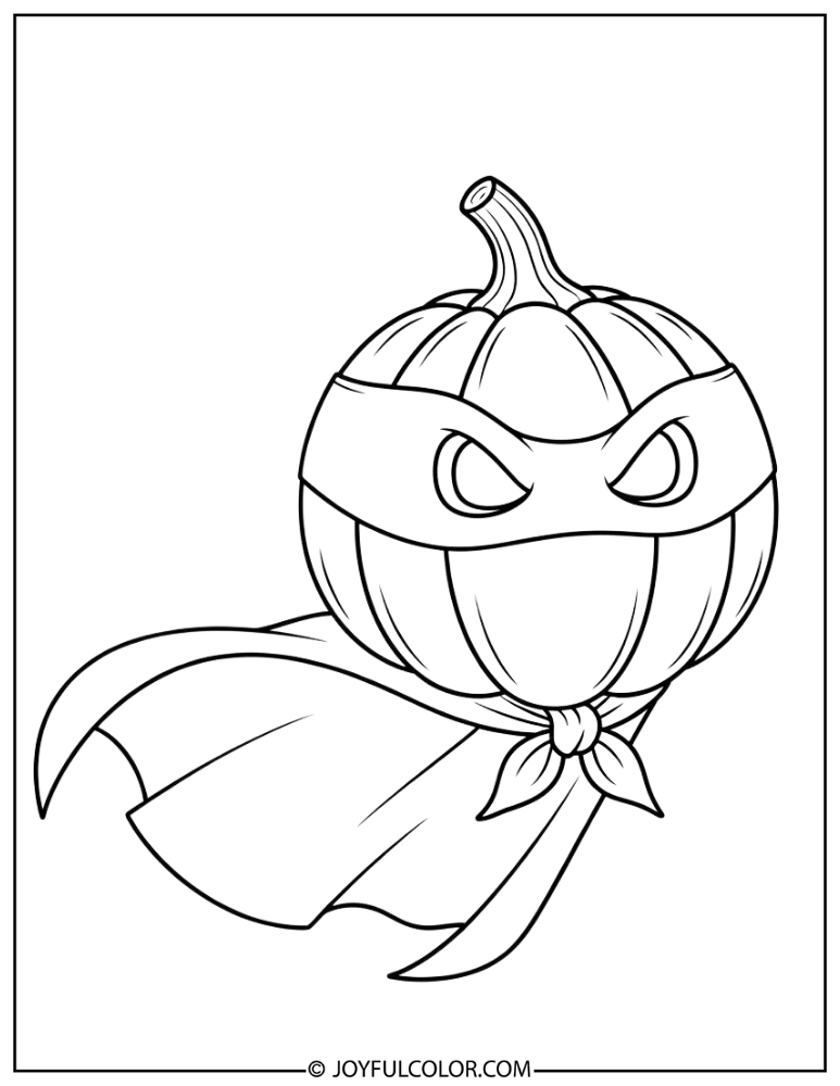 Superhero Pumpkin Coloring Page