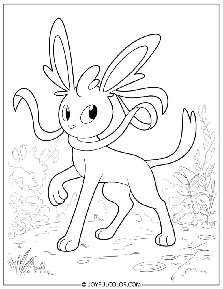 Sylveon Battle Pose Coloring Page