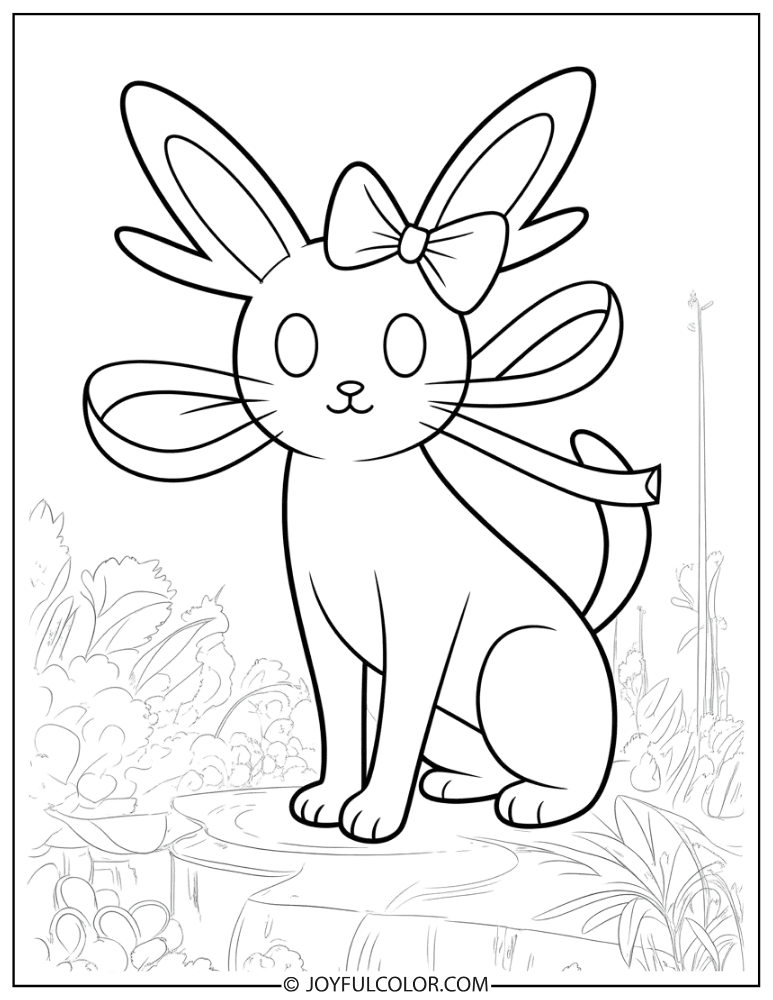 Sylveon Bow Ears Coloring Page