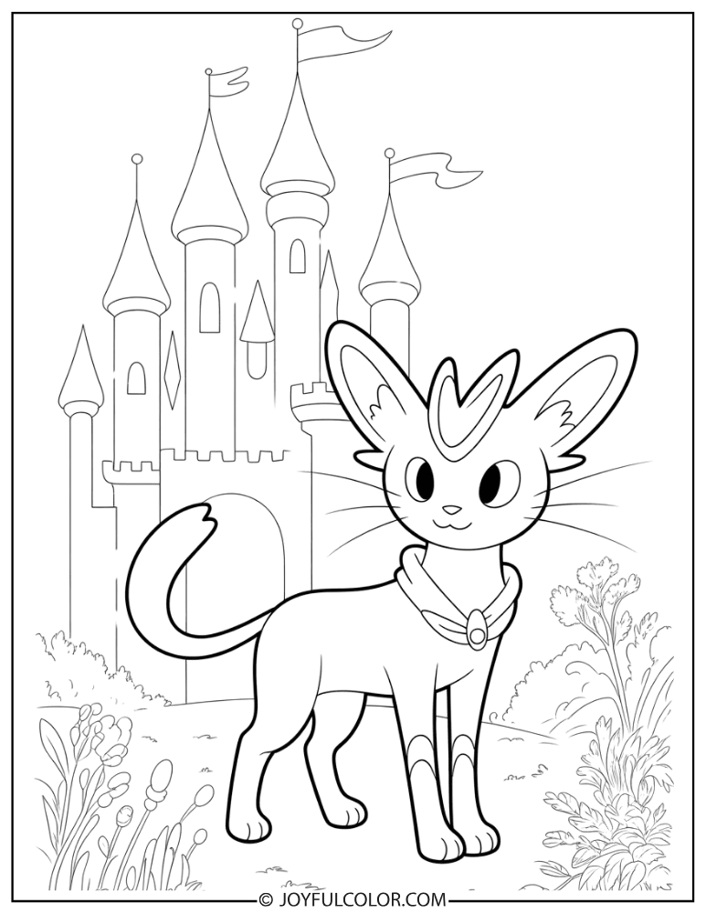 Sylveon Castle Coloring Page