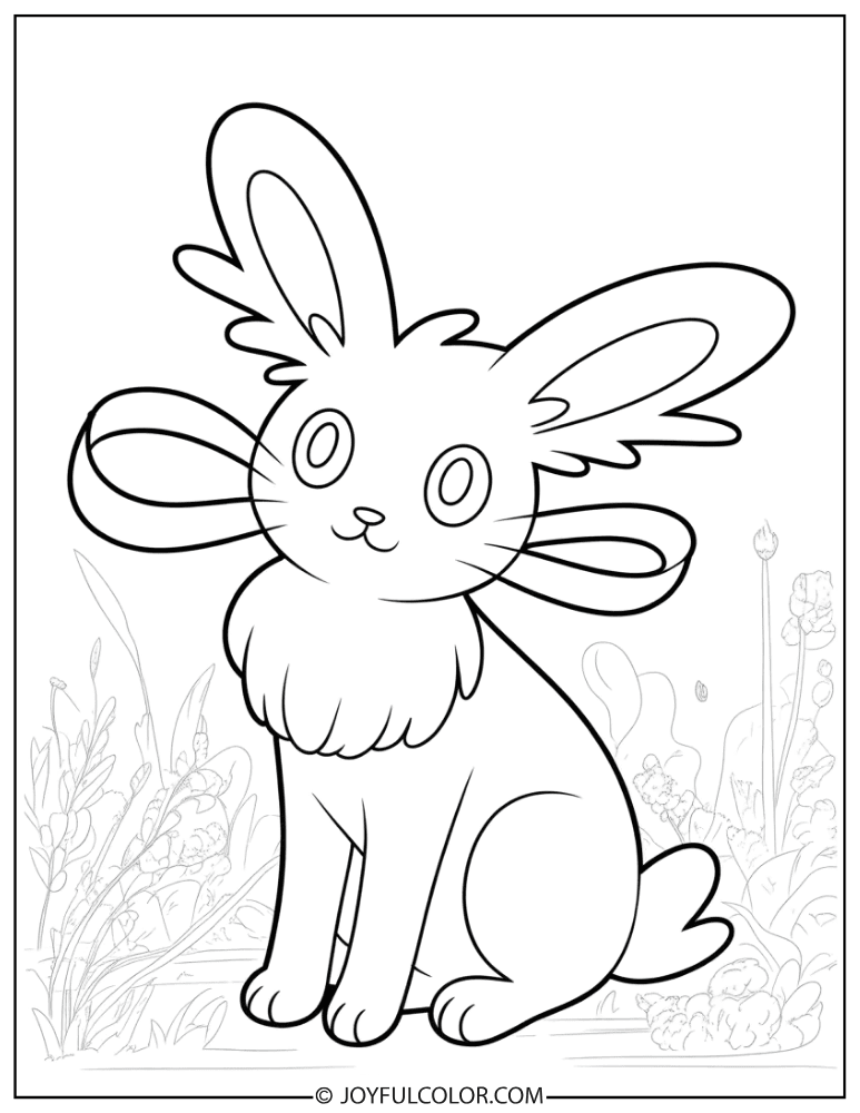 Sylveon Coloring Page with ribbon details