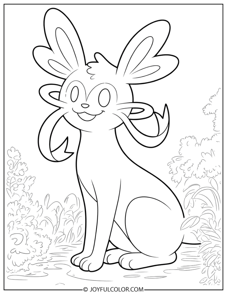 Sylveon Coloring Page for Pokemon fans