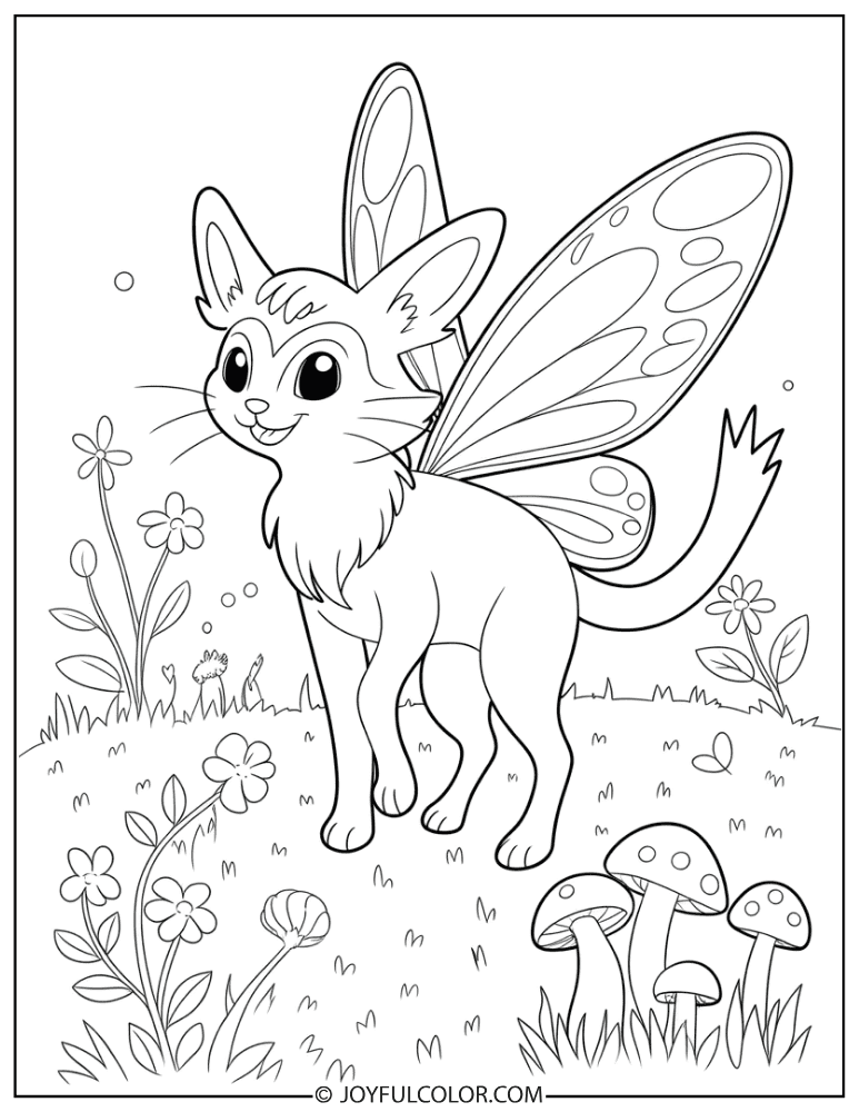 Sylveon Fairy Garden Coloring Page