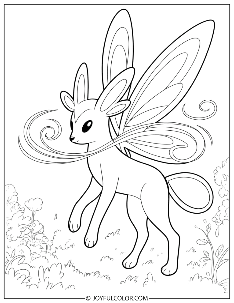 Sylveon Fairy Wind Coloring Page