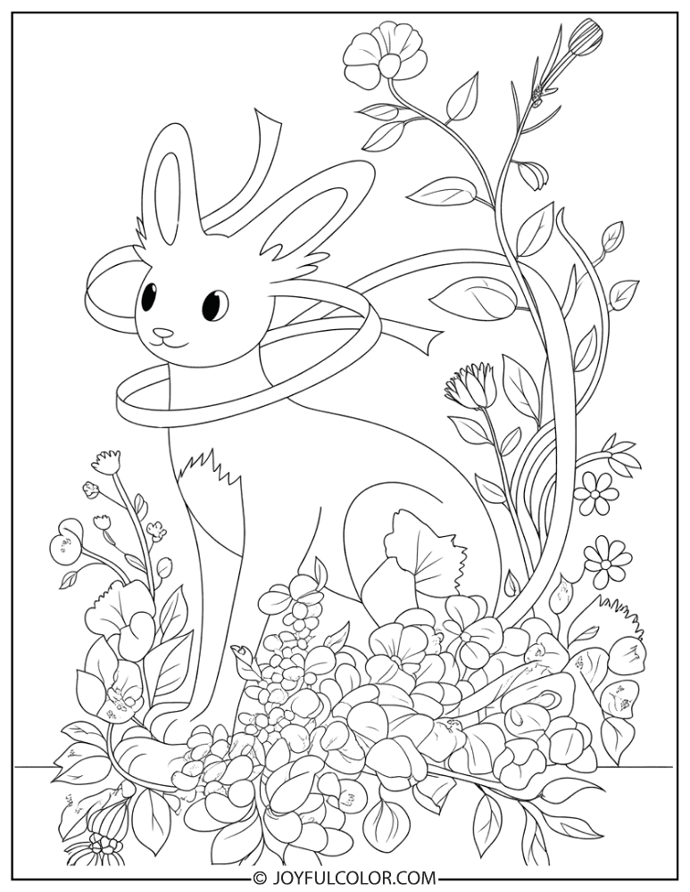 Sylveon Floral Art Coloring Page
