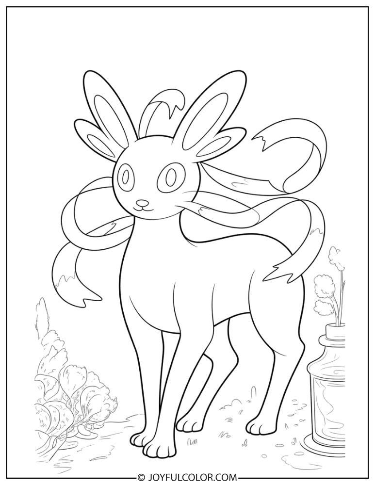 Sylveon Flowing Ribbons Coloring Page