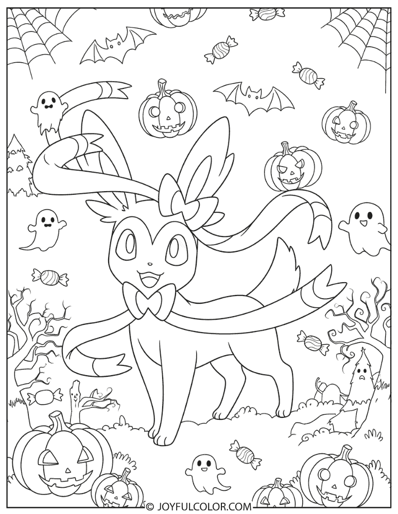 Sylveon Halloween Coloring Page