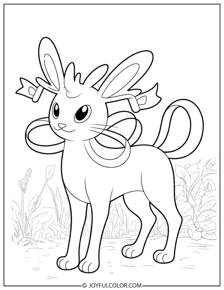 Sylveon Ribbon Details Coloring Page