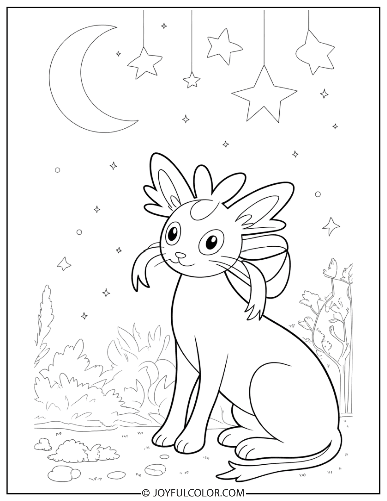 Sylveon Starry Night Coloring Page