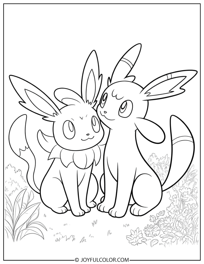 Sylveon and Umbreon Coloring Page