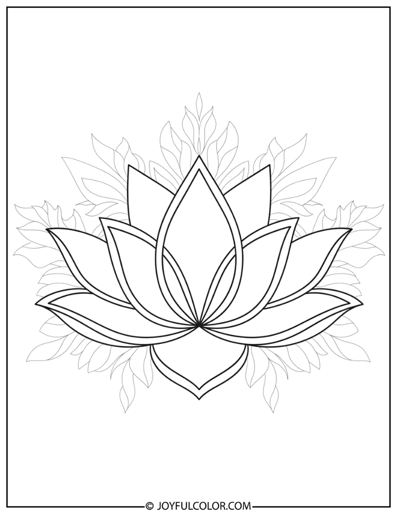 Symmetrical Lotus Design Coloring Page