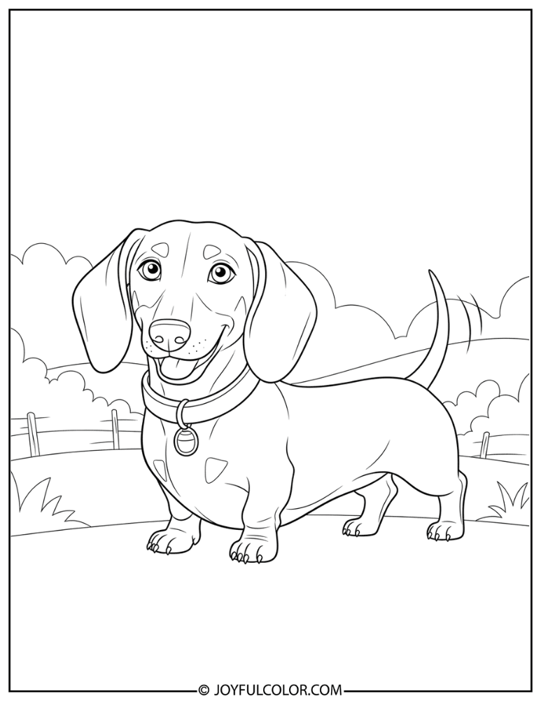 Tail Wagging Dachshund Coloring Page
